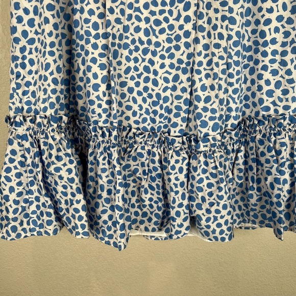 Marc Jacobs Mini Skirt Size 8 Blue White Floral Print Pleated Ruffle Hem Cotton - Picture 4 of 14